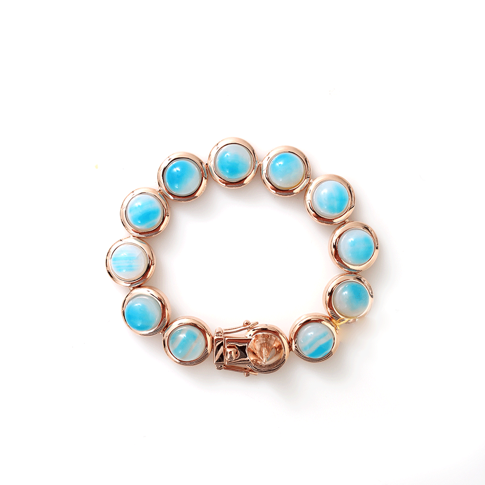 EDDIE BORGO-Gem Stone Dome Bracelet-RG/BLUE