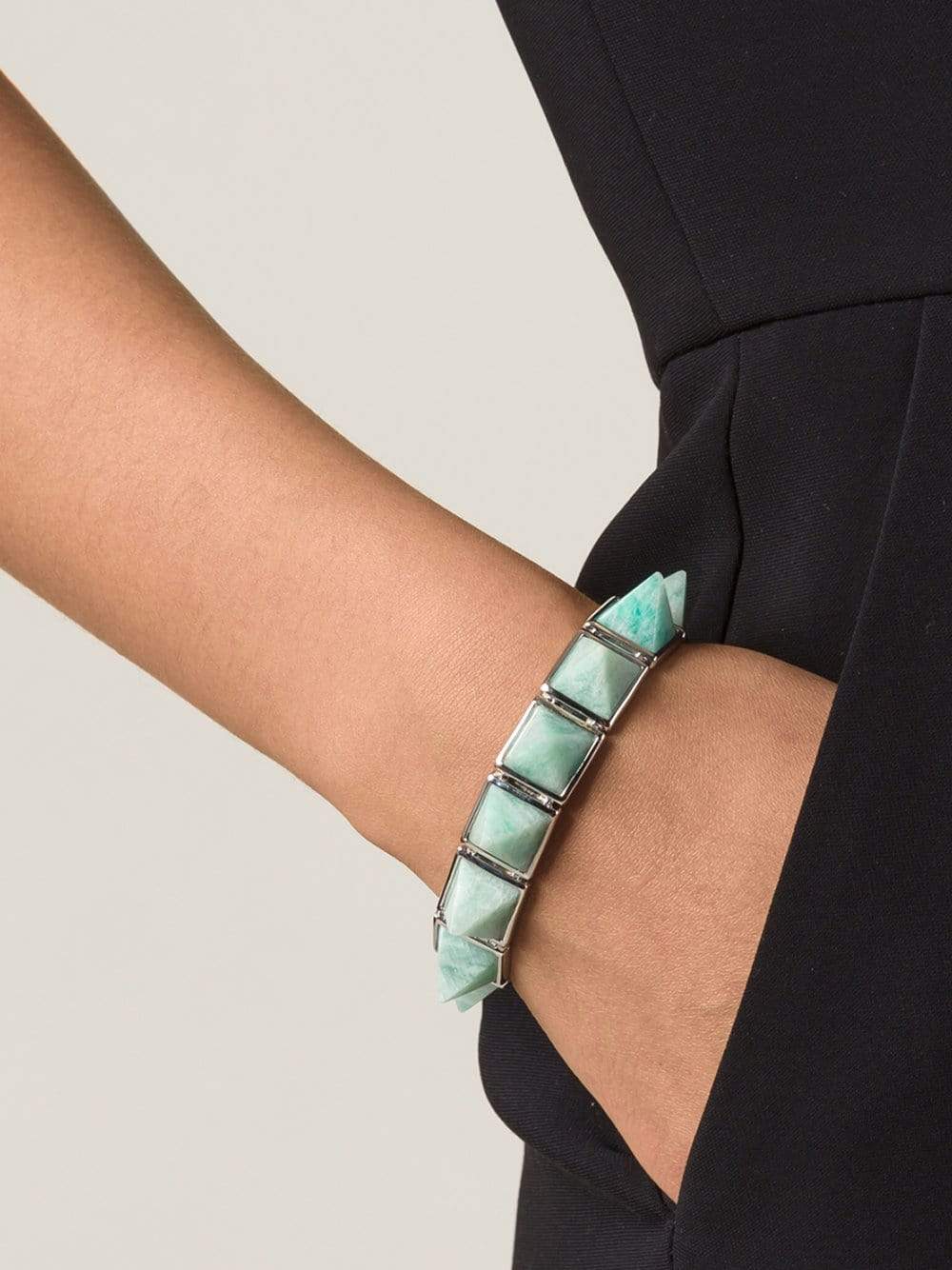EDDIE BORGO-Gemstone Pyramid Bracelet-SLV/GRN