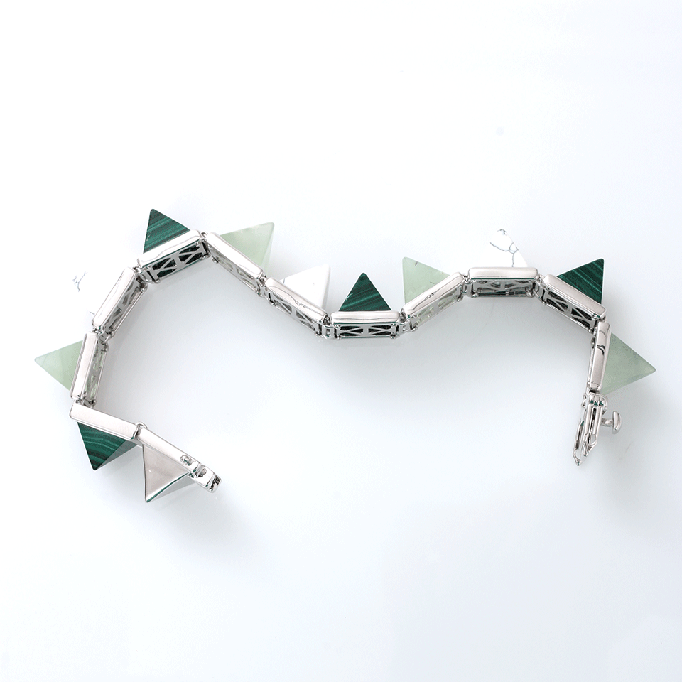 EDDIE BORGO-Gemstone Pyramid Bracelet-SLVR/MLT