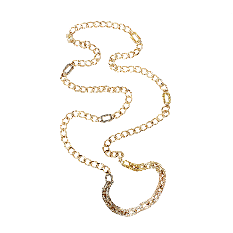 EDDIE BORGO-Medium Pave Link Necklace-YLLW GLD