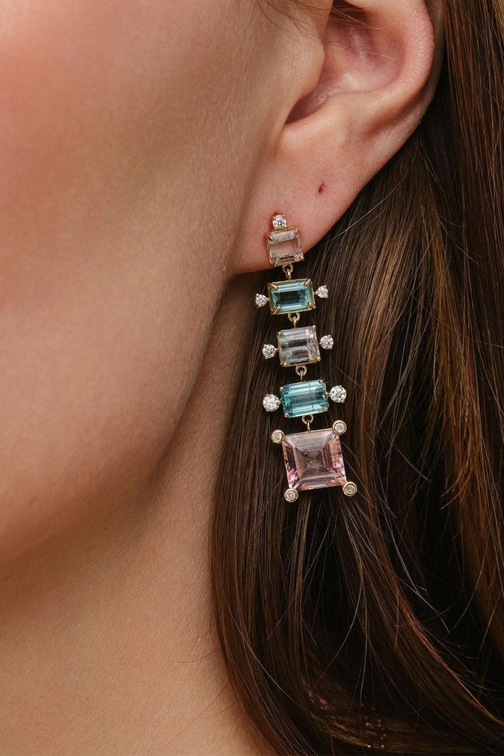 Graduated Tourmaline Diamond Earrings-YELLOW GOLD-JEWELRYFINE JEWELEARRING-EDEN PRESLEY