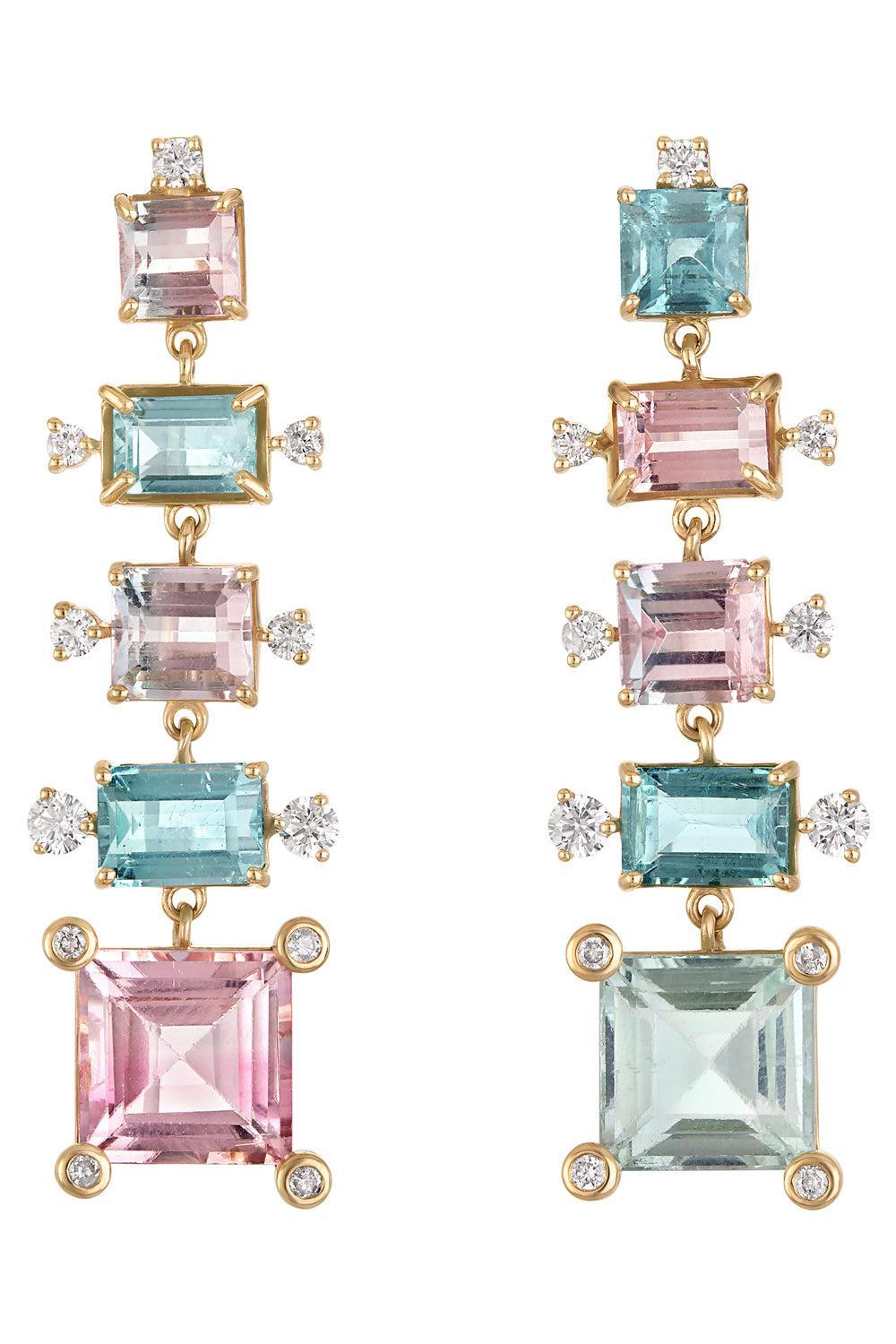 Graduated Tourmaline Diamond Earrings-YELLOW GOLD-JEWELRYFINE JEWELEARRING-EDEN PRESLEY