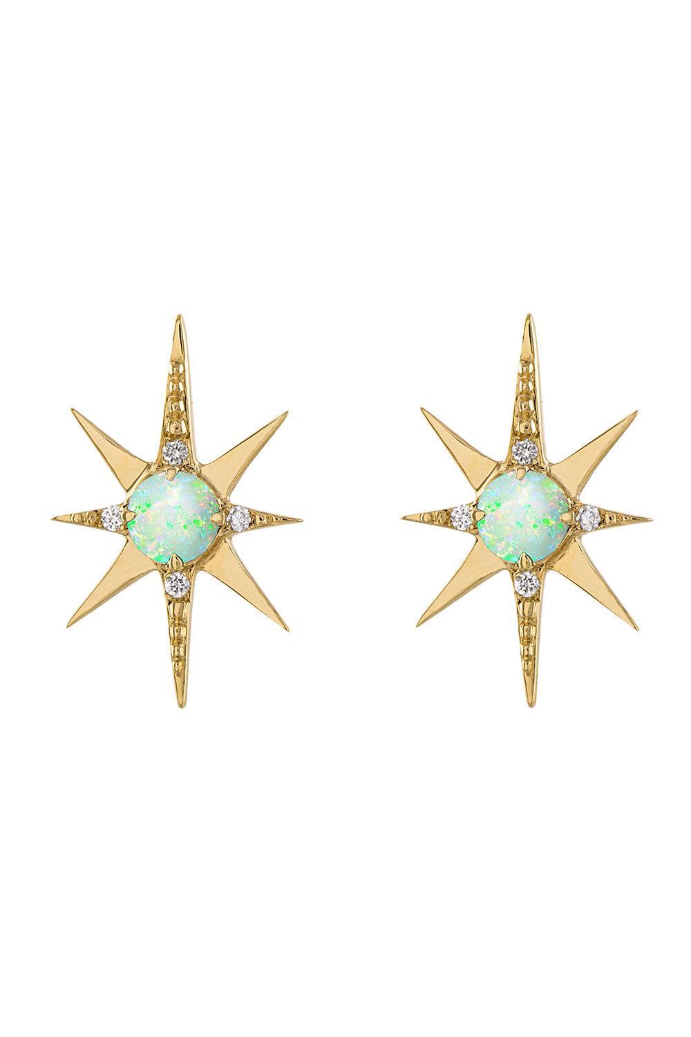 Large Opal Starburst Stud Earrings-YELLOW GOLD-JEWELRYFINE JEWELEARRING-EDEN PRESLEY