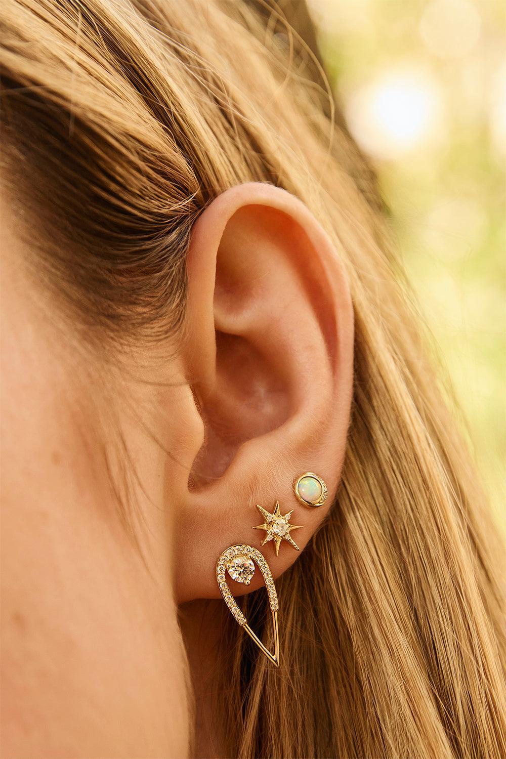 Large Pink Tourmaline Starburst Stud Earrings-YELLOW GOLD-LRG-JEWELRYFINE JEWELEARRING-EDEN PRESLEY