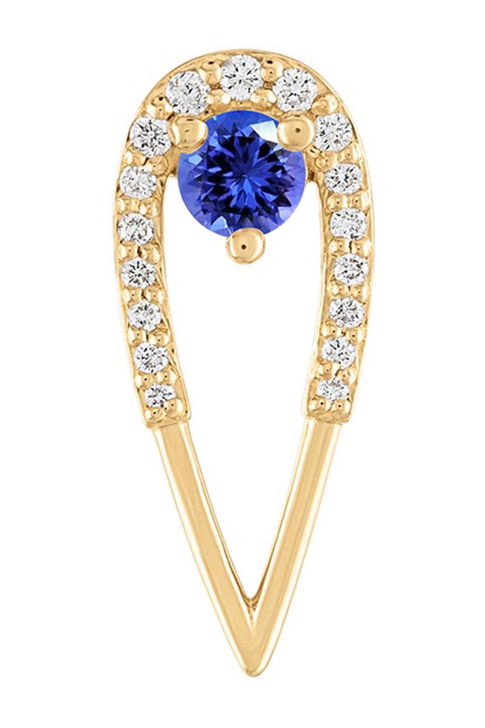Medium Sapphire Diamond Peacock Stud Earrings-YELLOW GOLD-JEWELRYFINE JEWELEARRING-EDEN PRESLEY