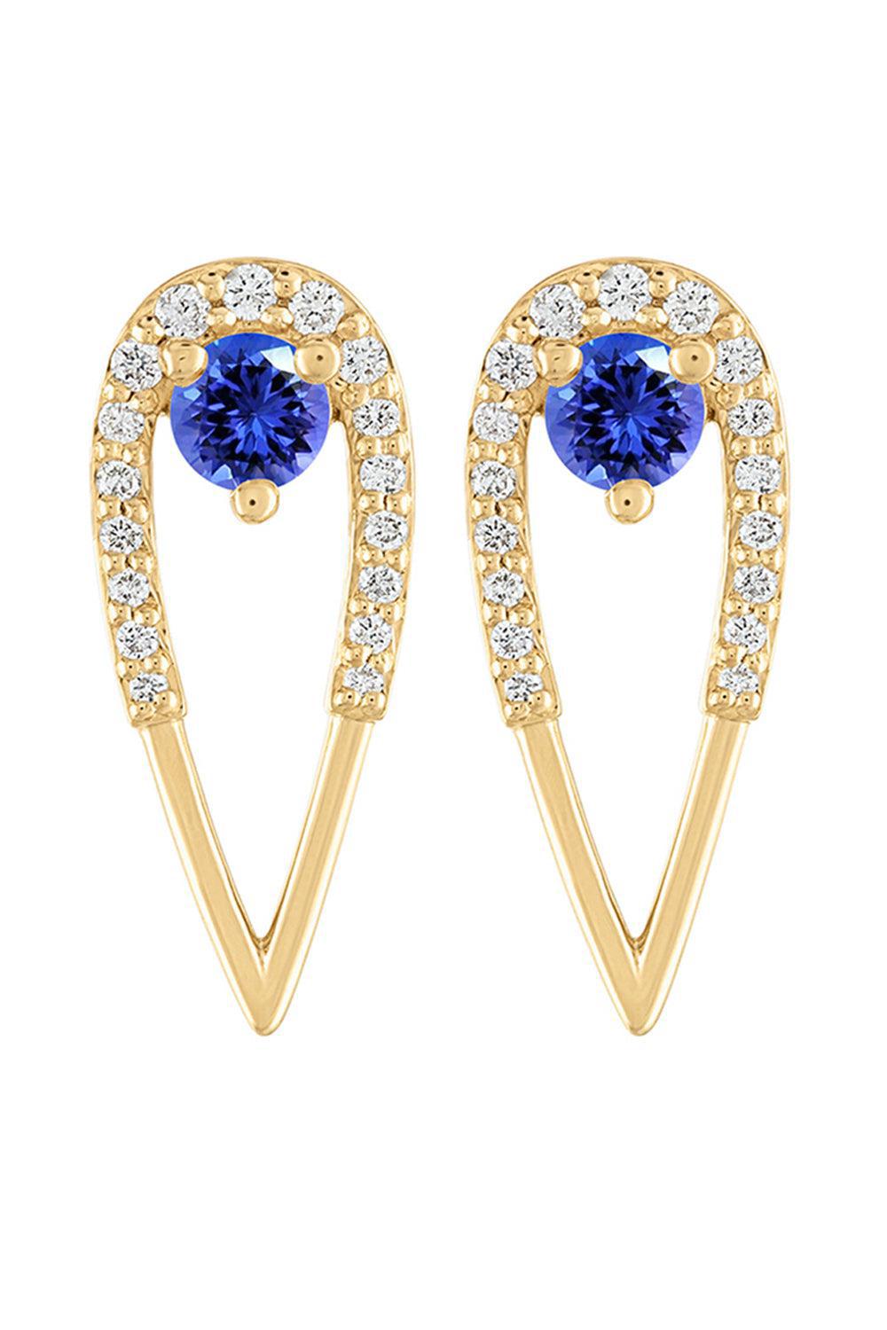 Medium Tanzanite Peacock Stud Earrings-YELLOW GOLD-JEWELRYFINE JEWELEARRING-EDEN PRESLEY