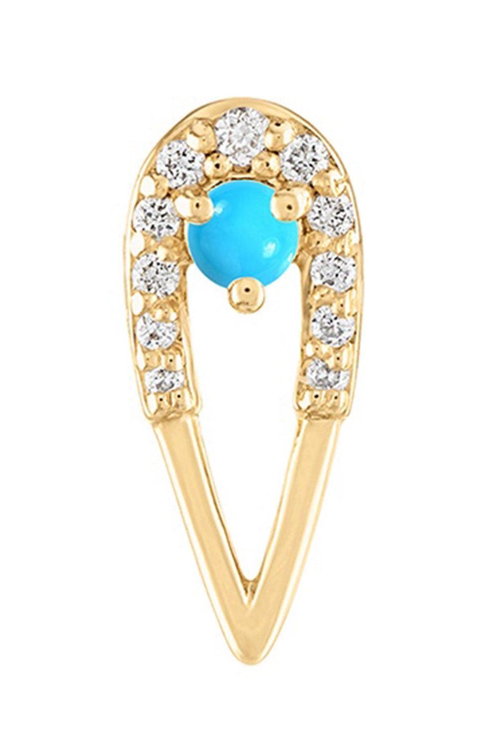 Mini Turquoise Diamond Peacock Stud Earrings-YELLOW GOLD-JEWELRYFINE JEWELEARRING-EDEN PRESLEY
