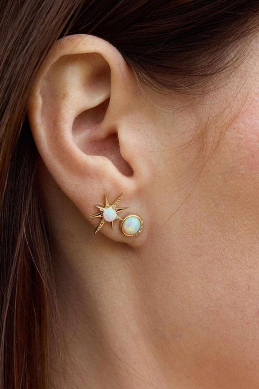 Large Opal Starburst Stud Earrings-YELLOW GOLD-JEWELRYFINE JEWELEARRING-EDEN PRESLEY