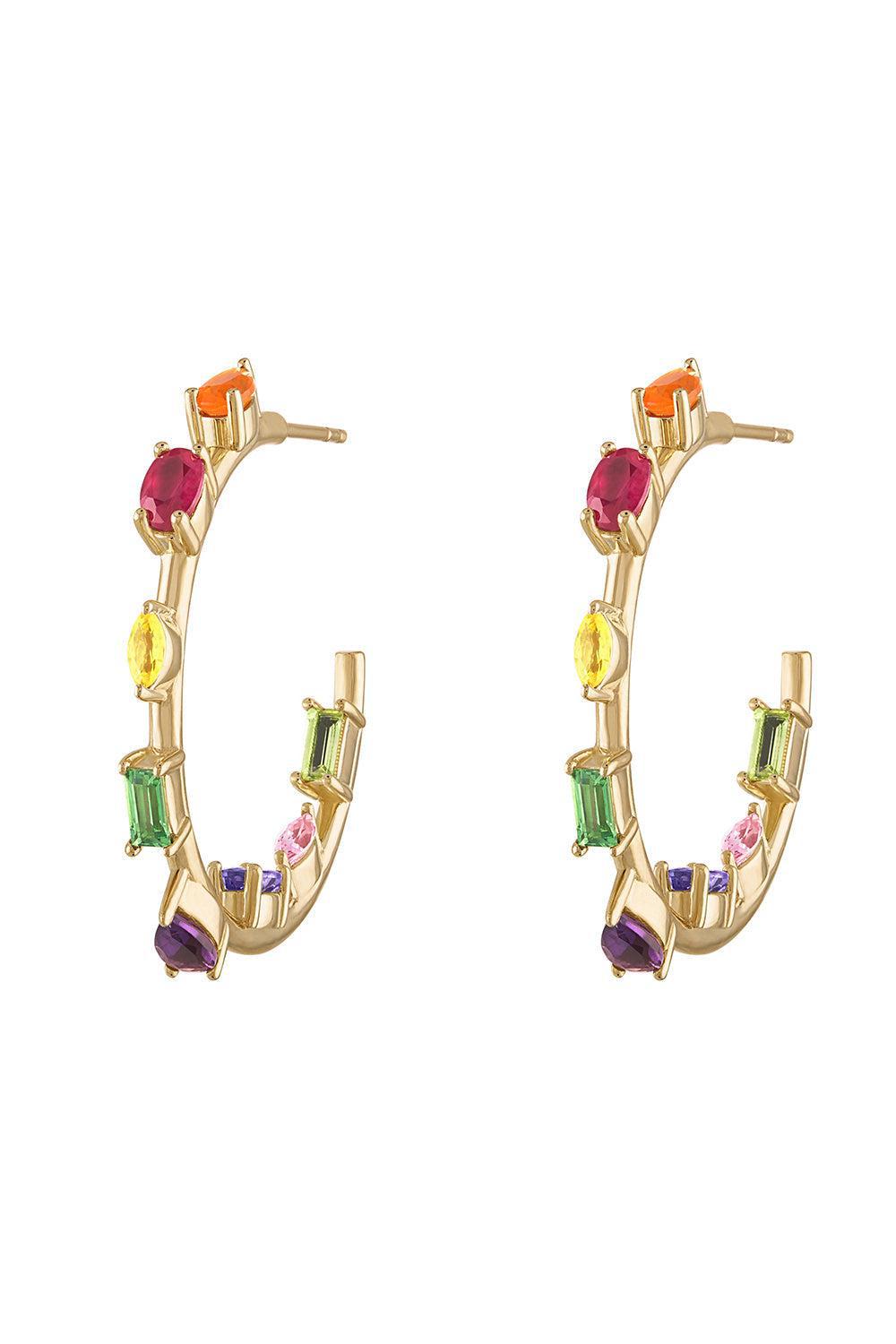 Rainbow Mini Goddess Hoop Earrings-YELLOW GOLD-JEWELRYFINE JEWELEARRING-EDEN PRESLEY