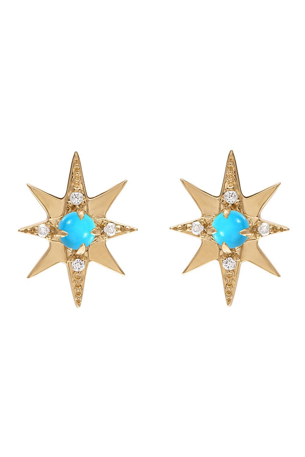 Small Turquoise Starburst Stud Earrings-YELLOW GOLD-JEWELRYFINE JEWELEARRING-EDEN PRESLEY