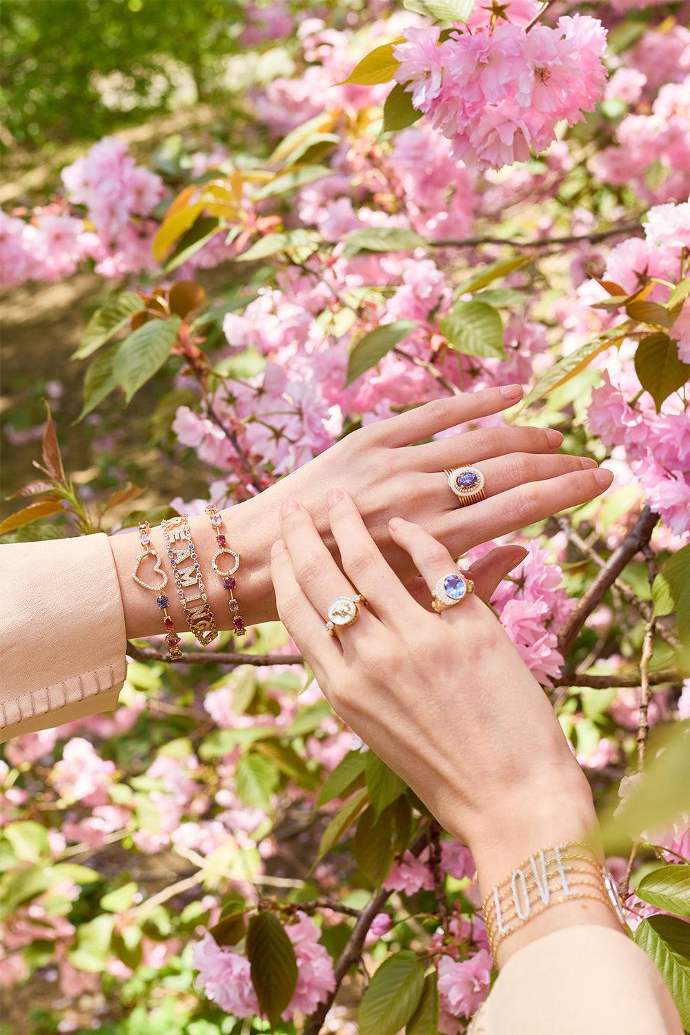 Tanzanite Diamond Celeste Pinky Ring-YELLOW GOLD-4-JEWELRYFINE JEWELRING-EDEN PRESLEY