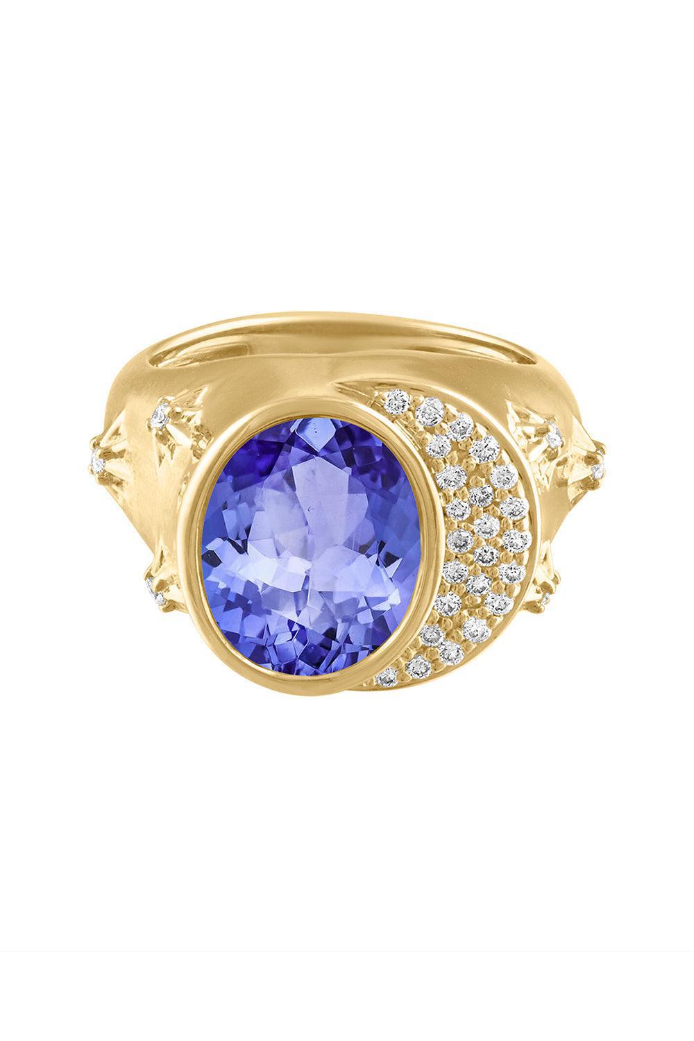 Tanzanite Diamond Celeste Pinky Ring-YELLOW GOLD-4-JEWELRYFINE JEWELRING-EDEN PRESLEY