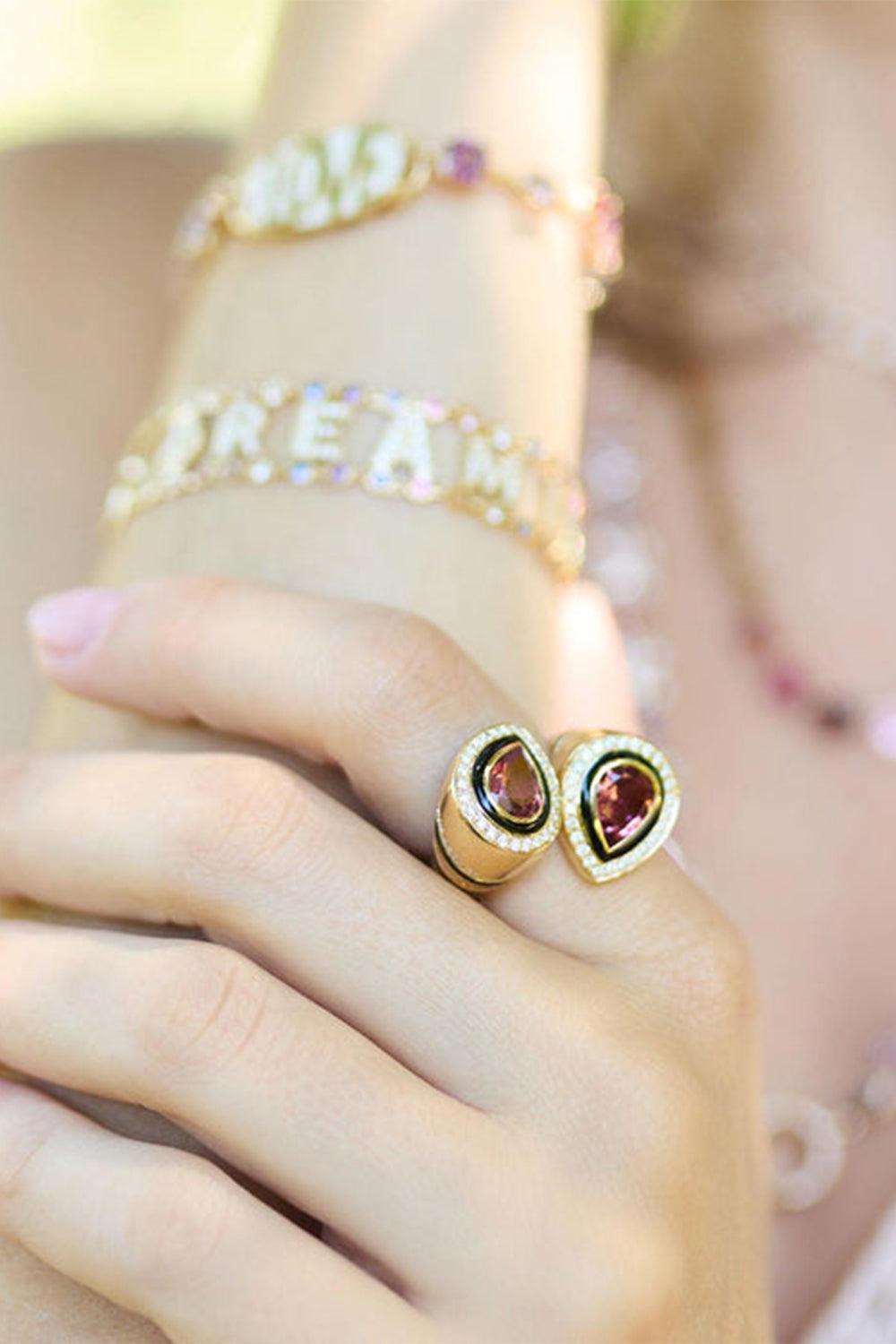 Pink Tourmaline Pear Bypass Ring-YELLOW GOLD-7-JEWELRYFINE JEWELRING-EDEN PRESLEY
