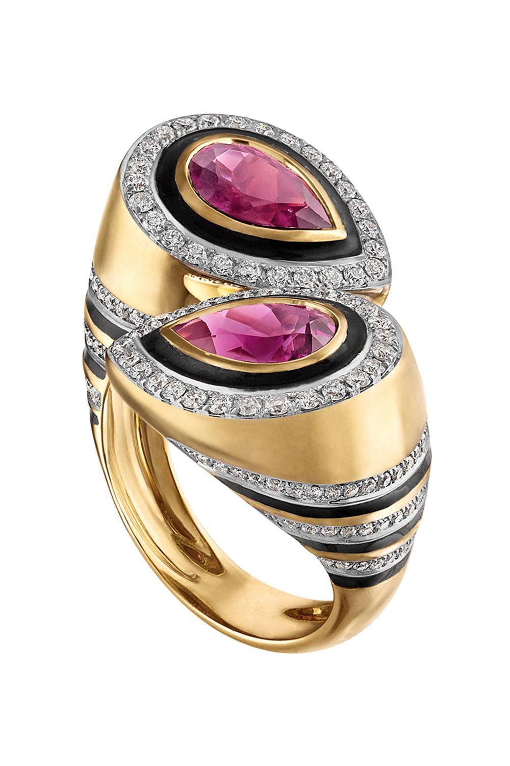 Pink Tourmaline Pear Bypass Ring-YELLOW GOLD-7-JEWELRYFINE JEWELRING-EDEN PRESLEY