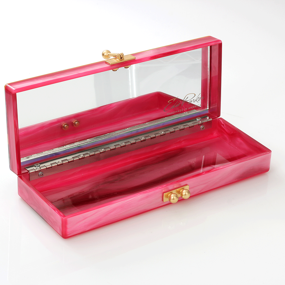 EDIE PARKER-Flavia Stripe Clutch-RED TYE