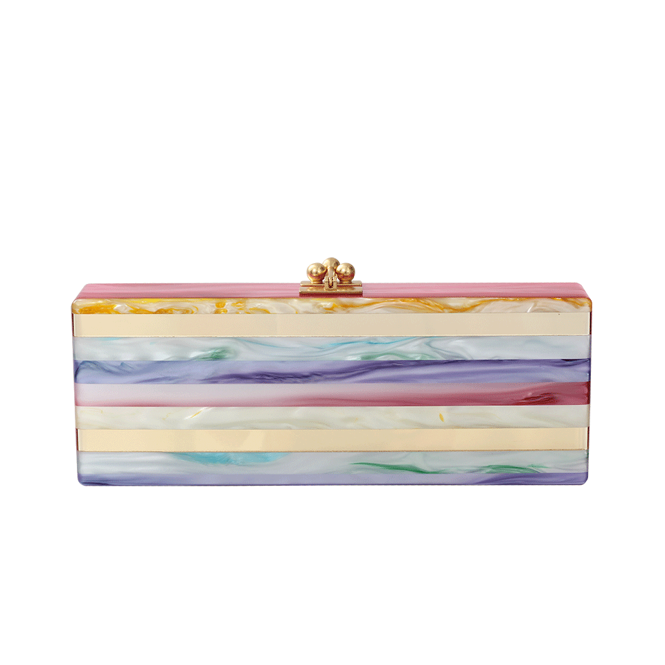 EDIE PARKER-Flavia Stripe Clutch-RED TYE