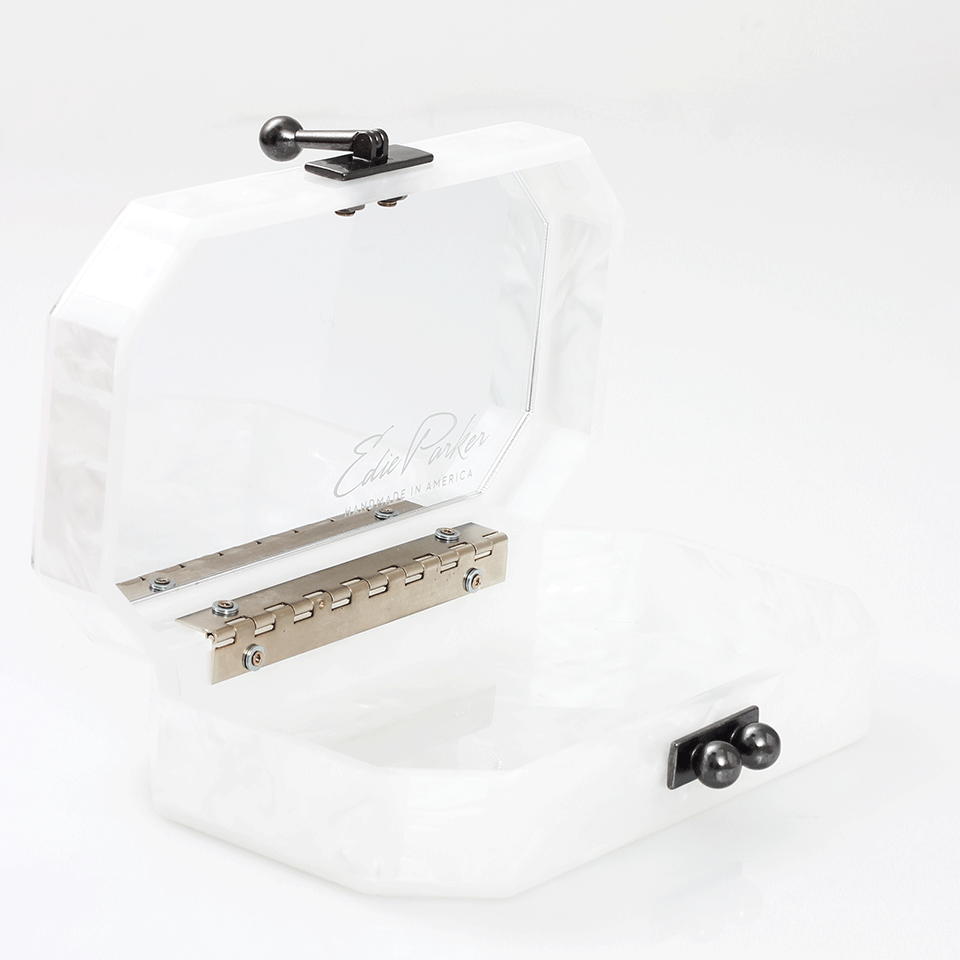 EDIE PARKER-Fiona Faceted Clutch-WHITE