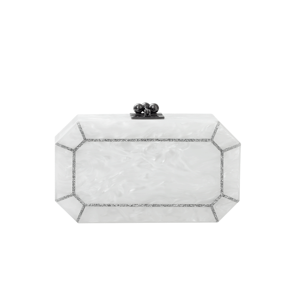 EDIE PARKER-Fiona Faceted Clutch-SILVER