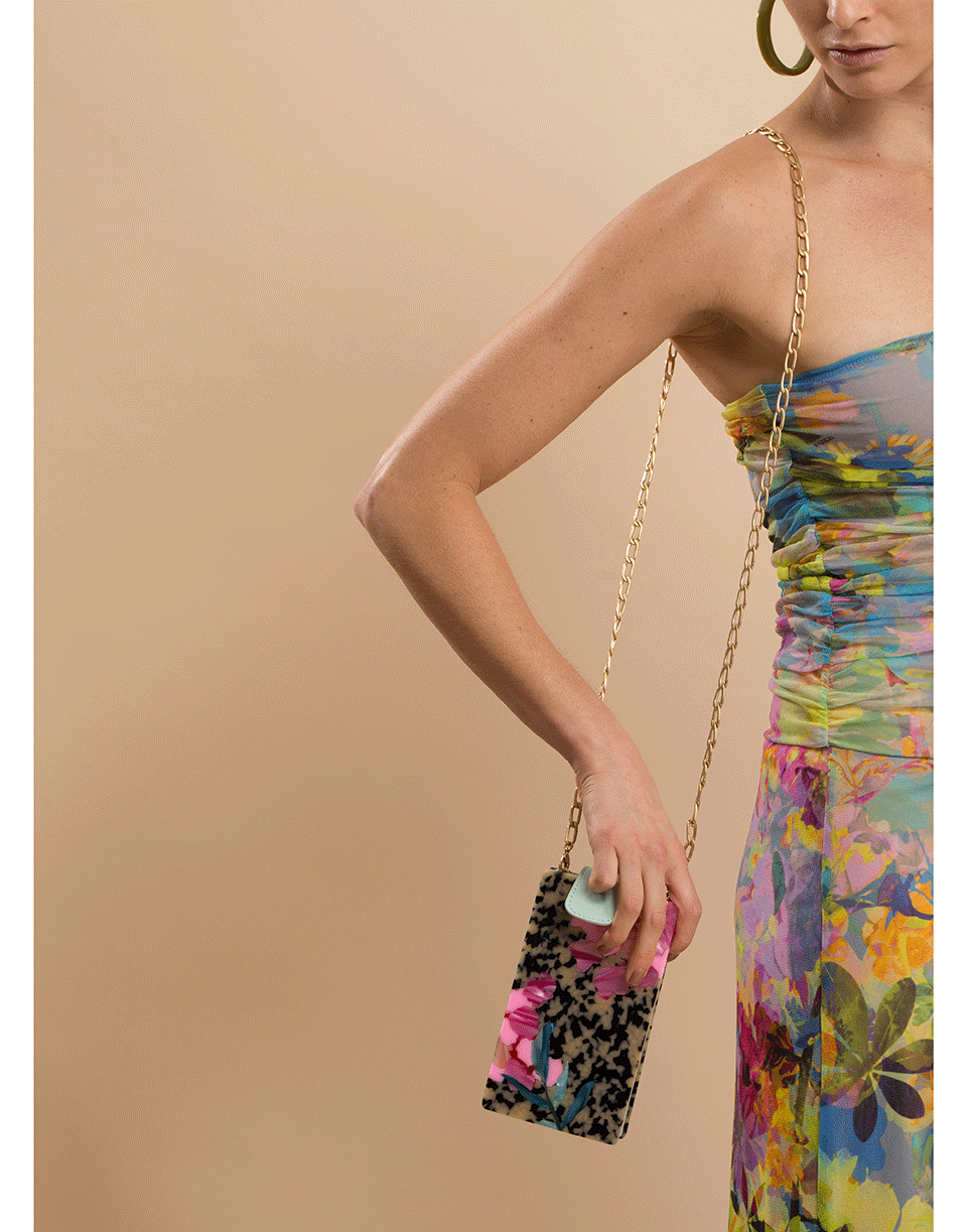 EDIE PARKER-Tortoise Shell Minnie Acrylic Hardbody Bag-TORT/MNT