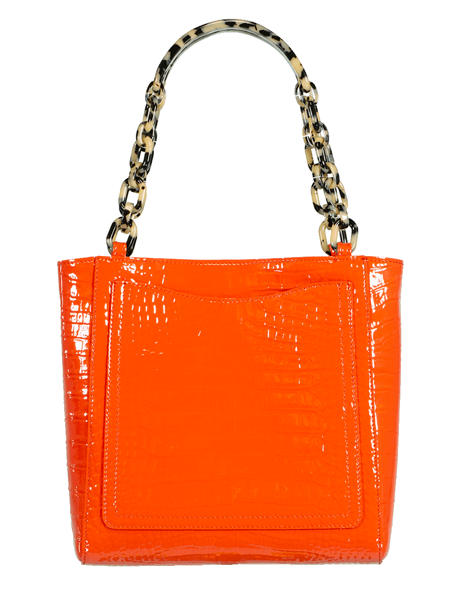 EDIE PARKER-Embossed Crocodile Mini Tote-TANGERIN