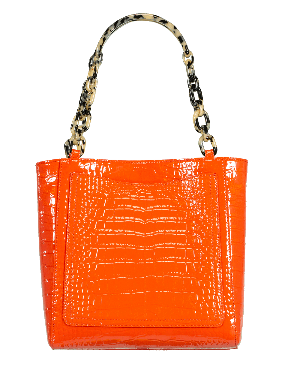 EDIE PARKER-Embossed Crocodile Mini Tote-TANGERIN