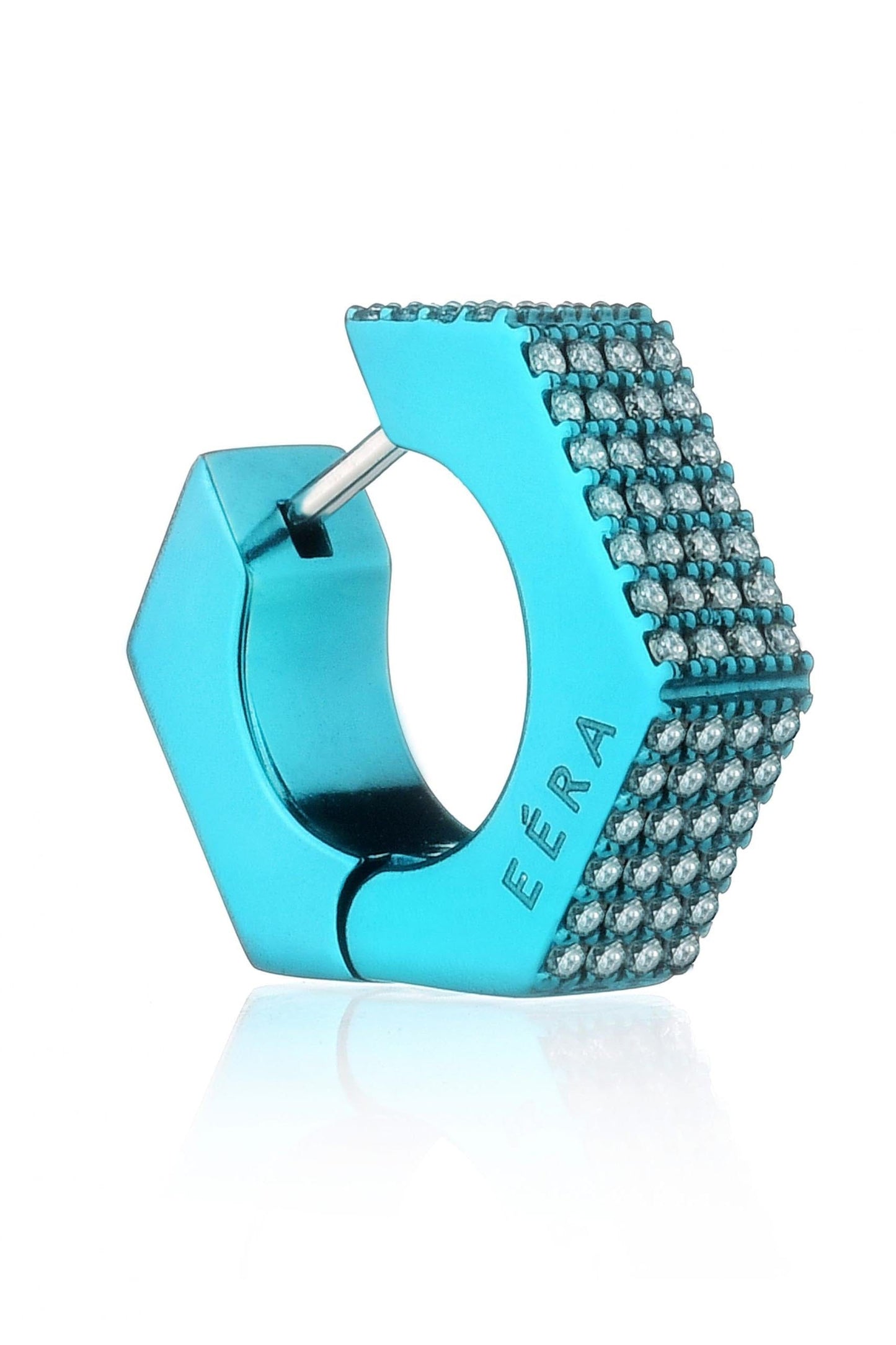 EÉRA-Light Blue Dado Earring-WHITE GOLD