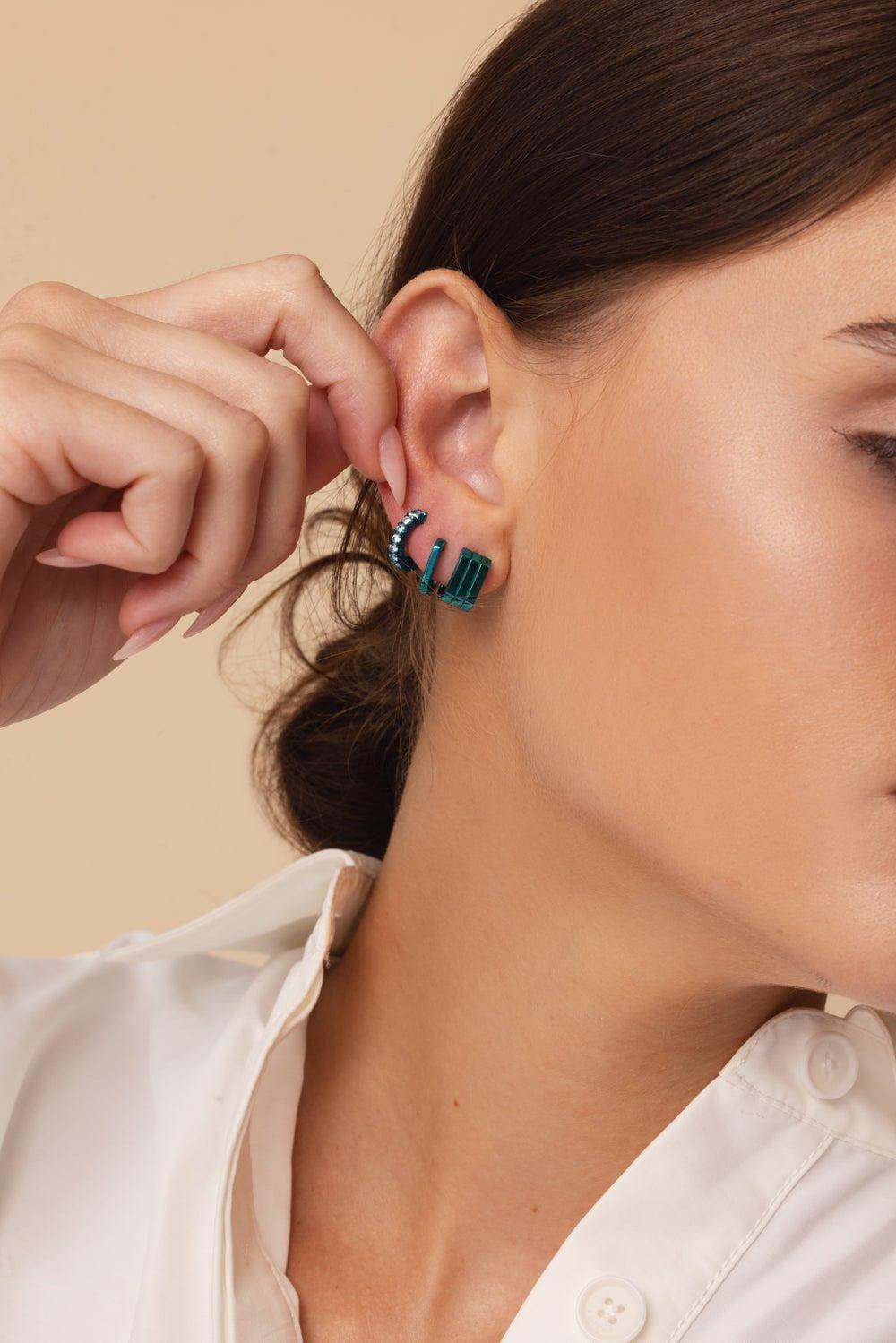 EÉRA-Light Blue Mini Earcuff-WHITE GOLD
