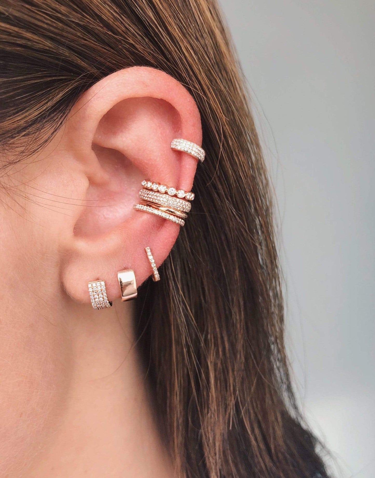 EF COLLECTION-Gold Jumbo Huggie Earrings-ROSE GOLD