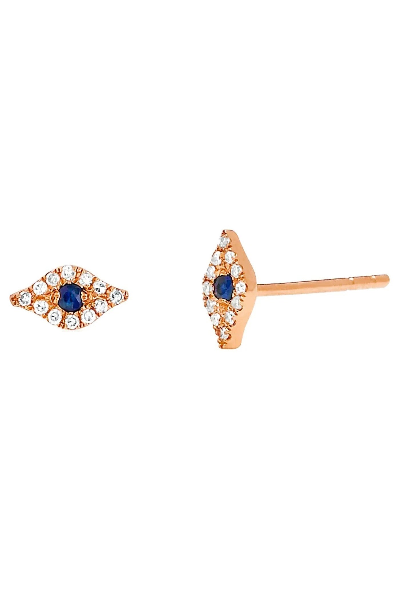 EF COLLECTION-Mini Diamond Evil Eye Stud Earrings-ROSE GOLD