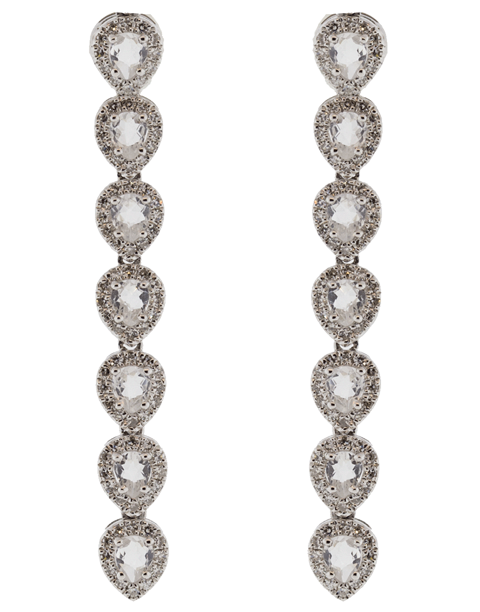 EF COLLECTION-Diamond And White Topaz Teardrop Earrings-WHITE GOLD