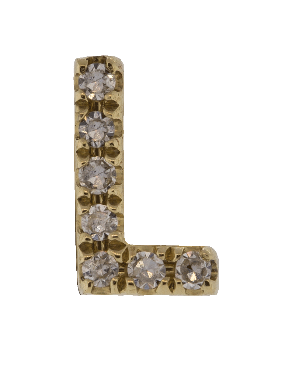 EF COLLECTION-Diamond Initial L Stud Earring-YELLOW GOLD