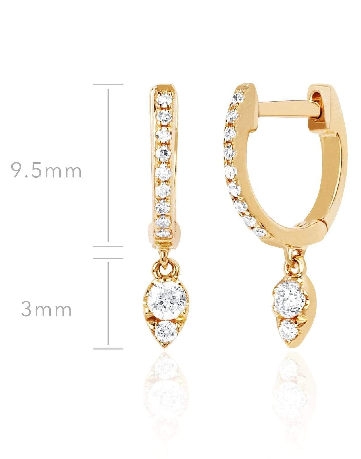 EF COLLECTION-Diamond Teardrop Huggie Earrings-YELLOW GOLD