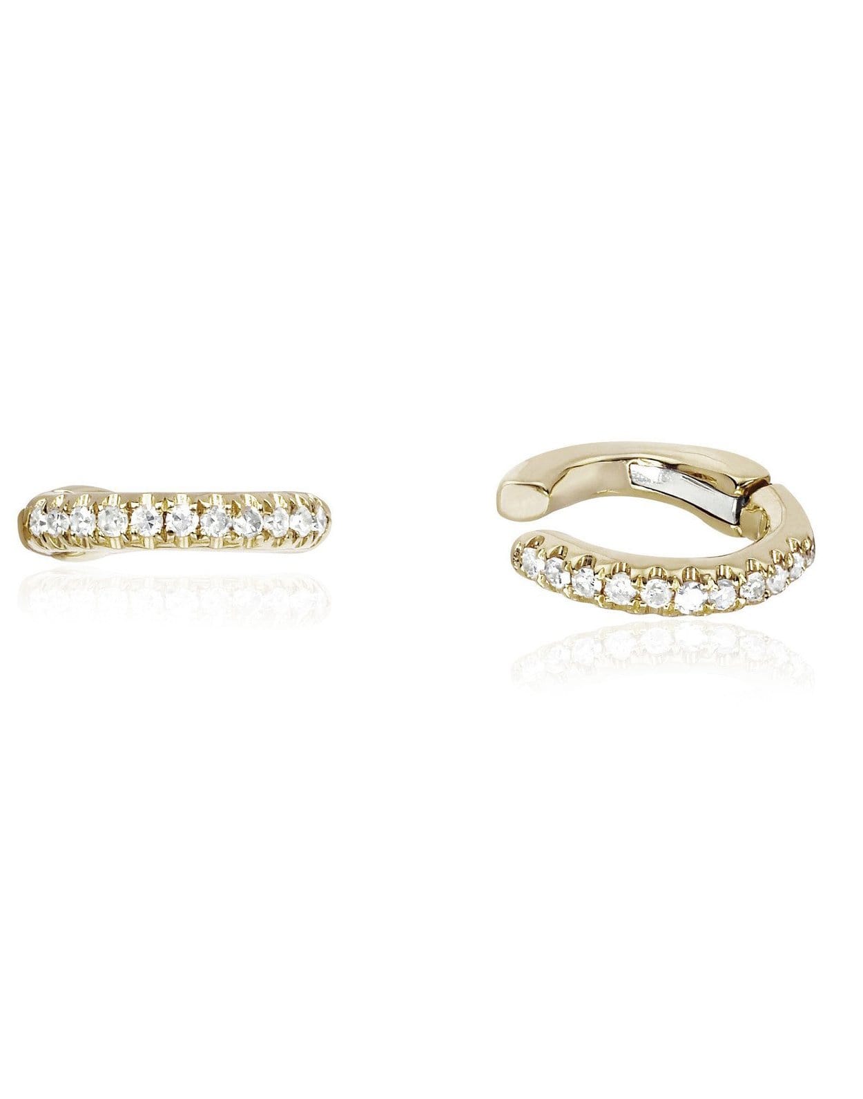 EF COLLECTION-Single Diamond Cartilage Ear Cuff-YELLOW GOLD