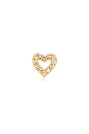 EF COLLECTION-Single Diamond Open Heart Earring-YLWWGOLD
