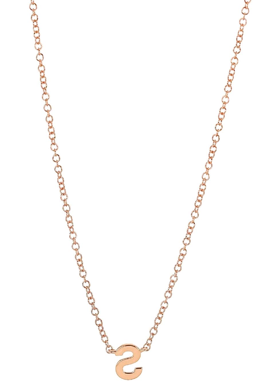 EF COLLECTION-Diamond Initial S Necklace-ROSE GOLD