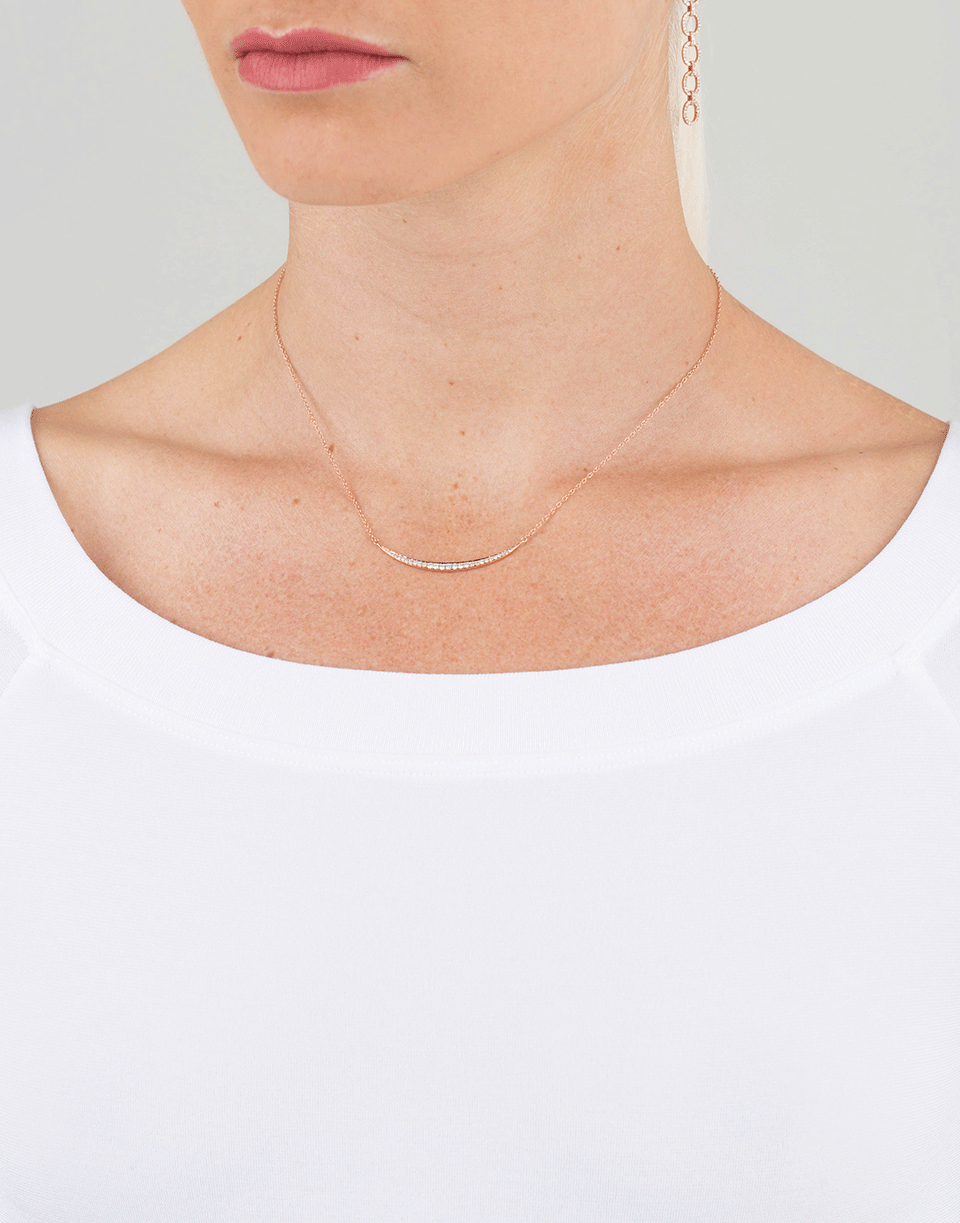 EF COLLECTION-Diamond Mini Crescent Necklace-ROSE GOLD