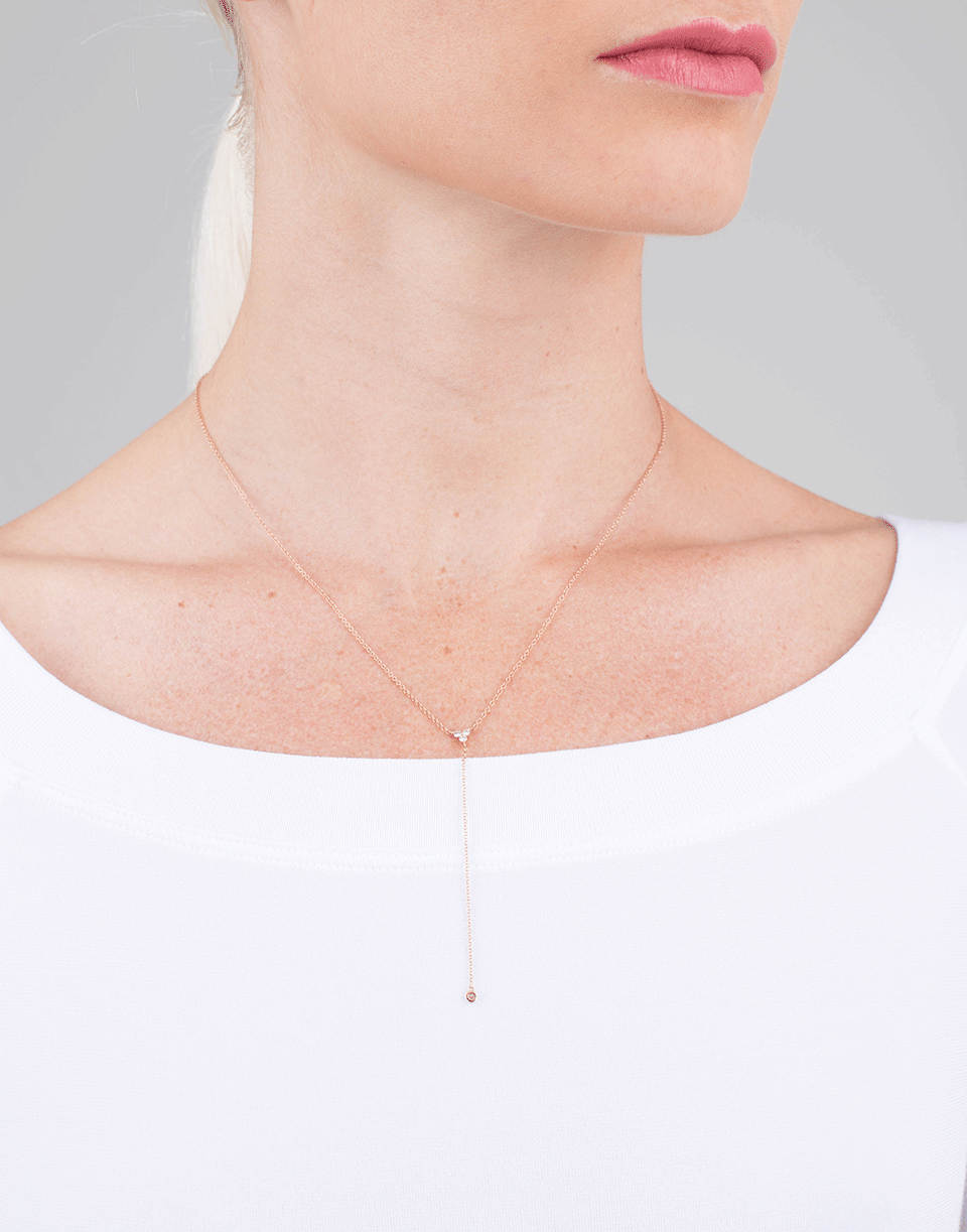 EF COLLECTION-Diamond Trio Lariat Necklace-ROSE GOLD