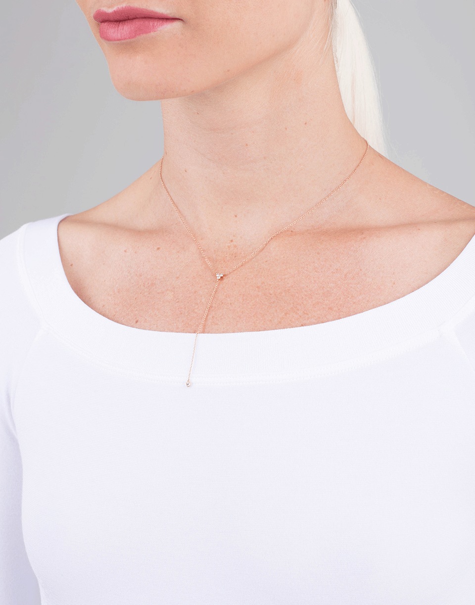 EF COLLECTION-Diamond Trio Lariat Necklace-ROSE GOLD