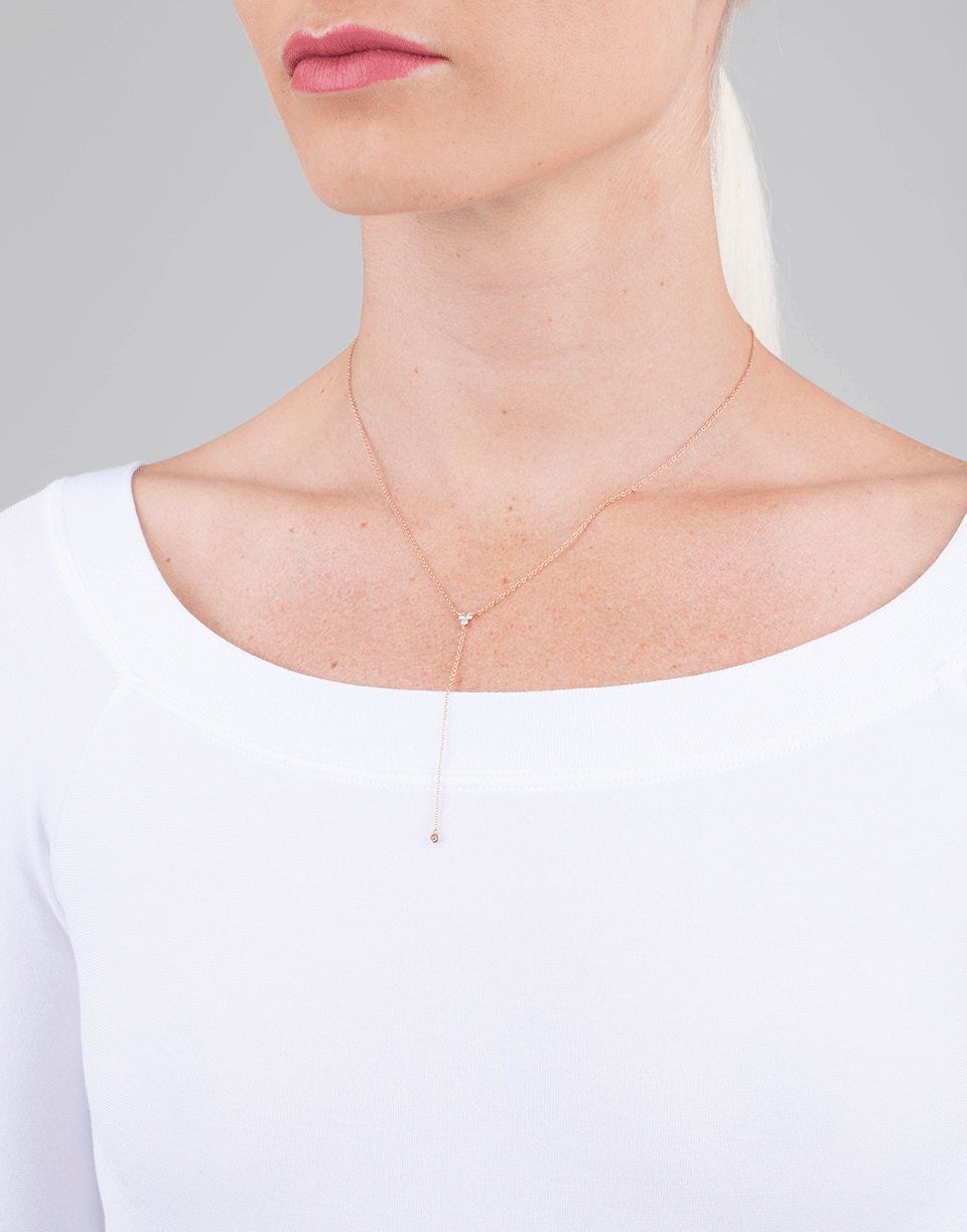 EF COLLECTION-Diamond Trio Lariat Necklace-ROSE GOLD