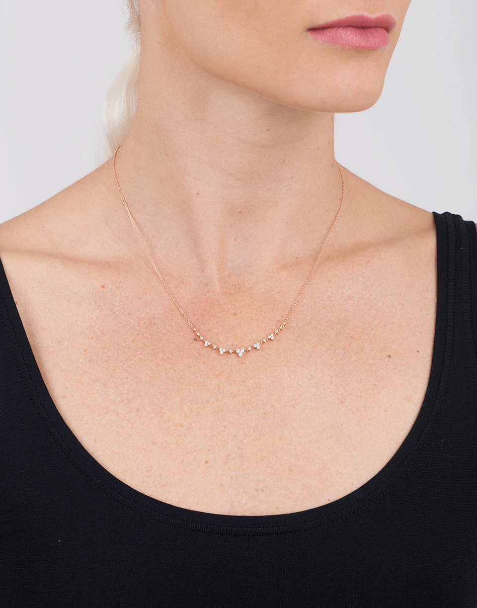 EF COLLECTION-Diamond Trio Tiara Necklace-ROSE GOLD