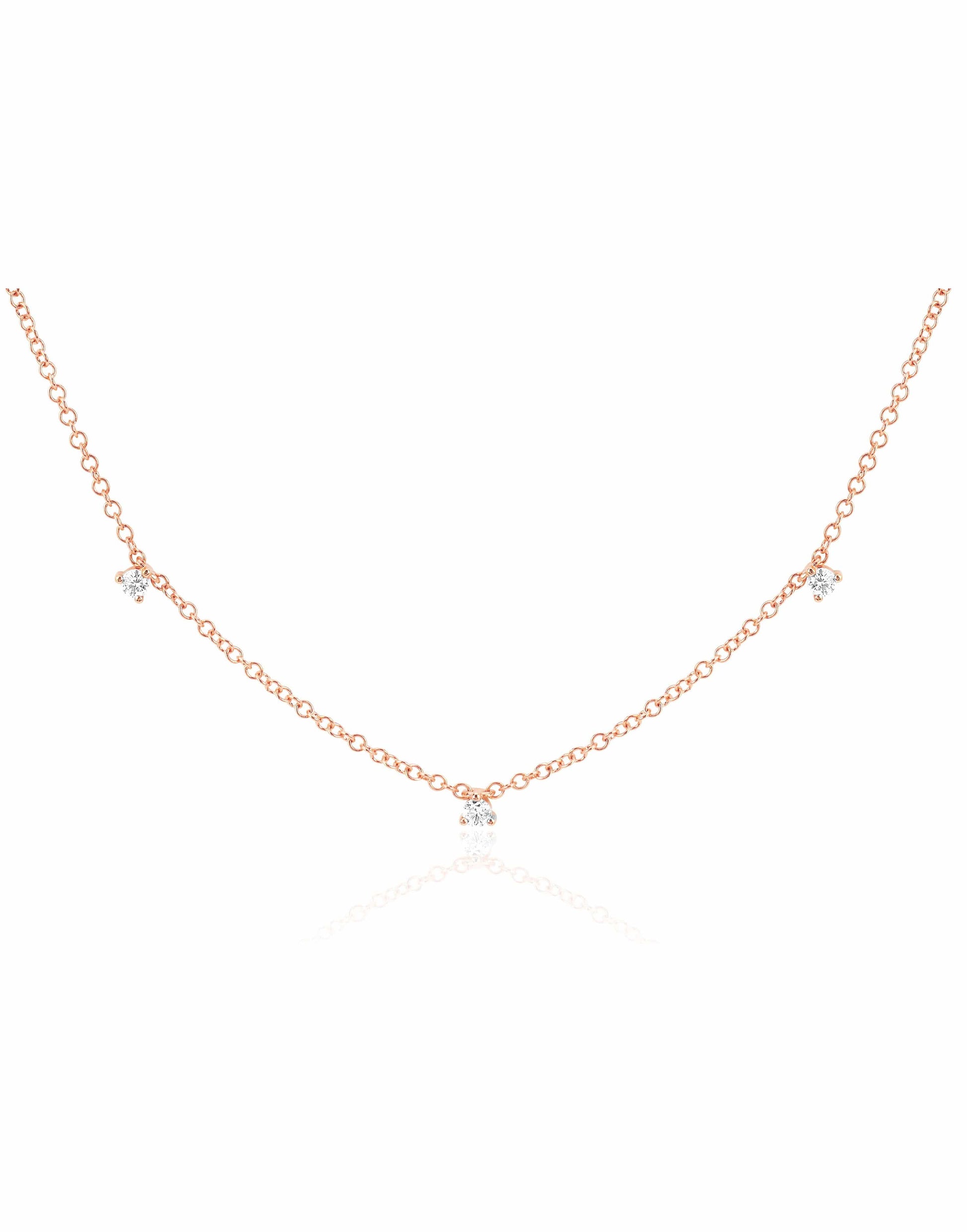 EF COLLECTION-Prong Set 7 Diamond Necklace-ROSE GOLD