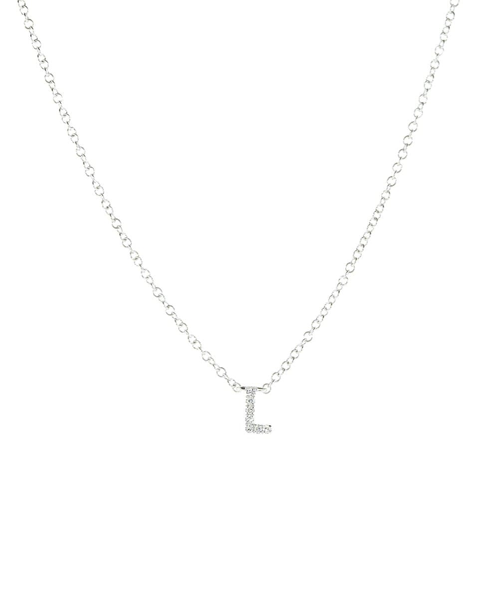EF COLLECTION-Diamond Initial L Necklace-WHITE GOLD