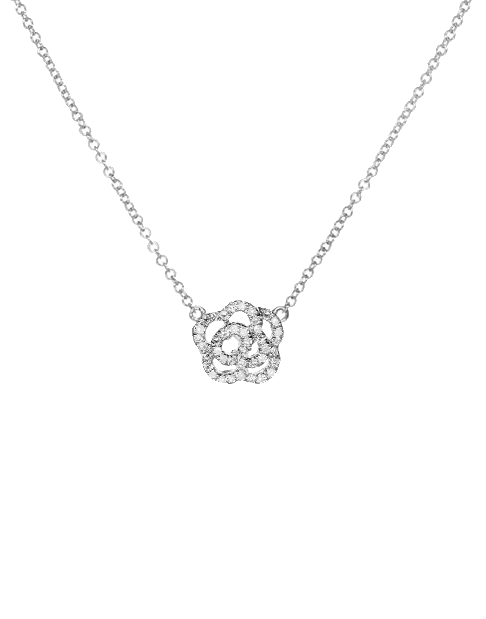 EF COLLECTION-Diamond Rose Necklace-WHITE GOLD