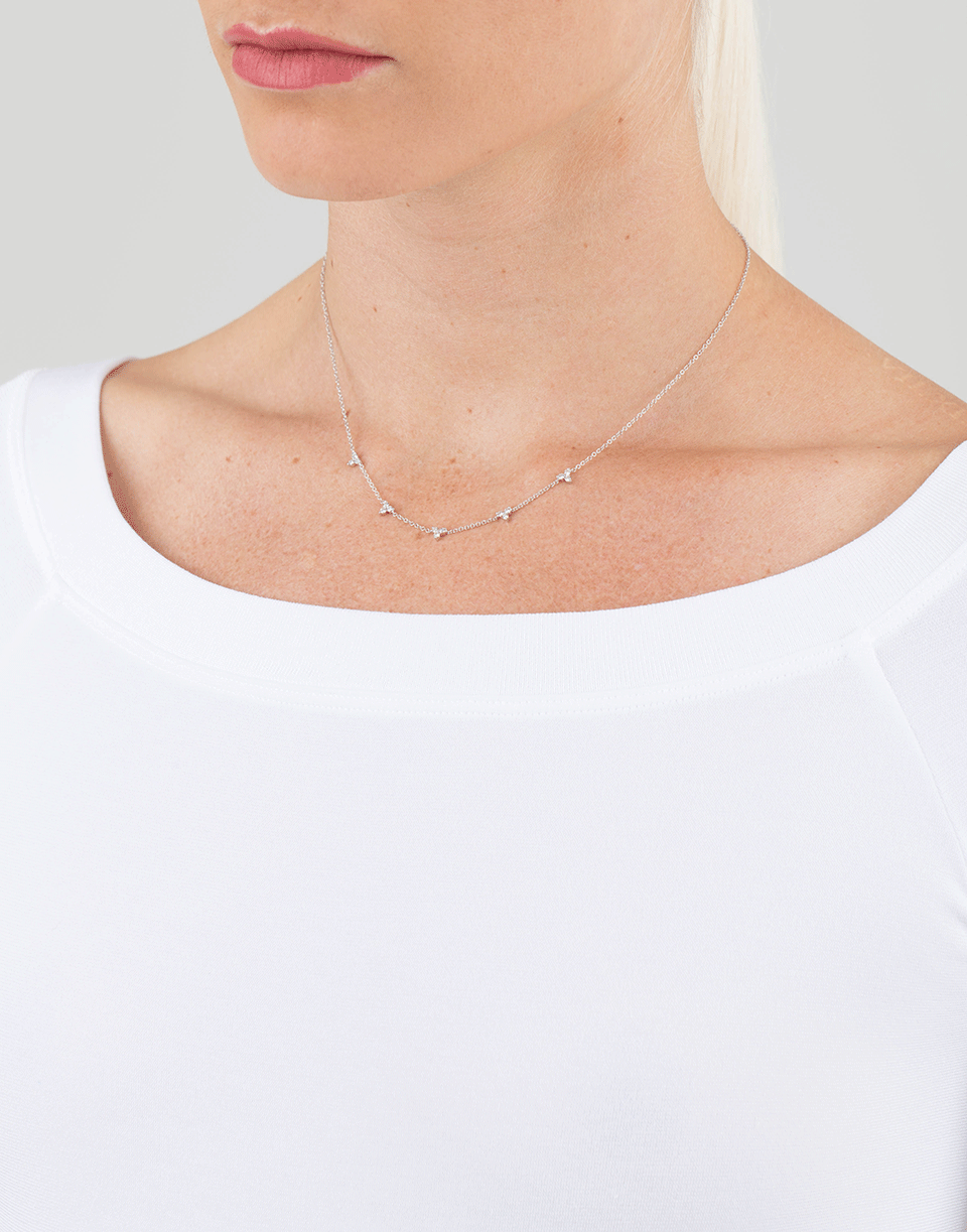 EF COLLECTION-Five Triangle Necklace-WHITE GOLD