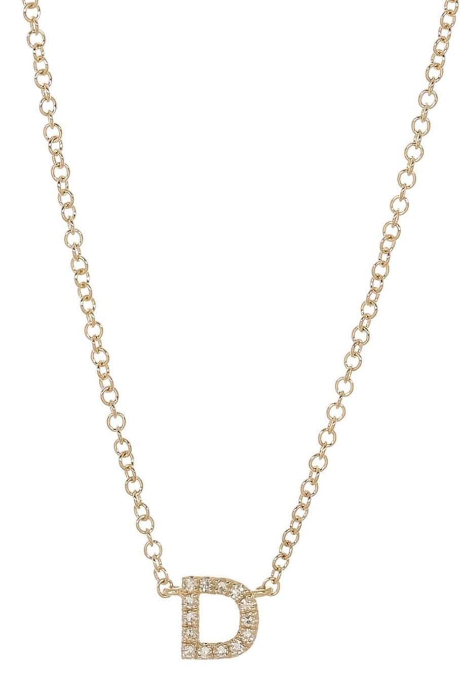 EF COLLECTION-Diamond Initial D Necklace-YELLOW GOLD