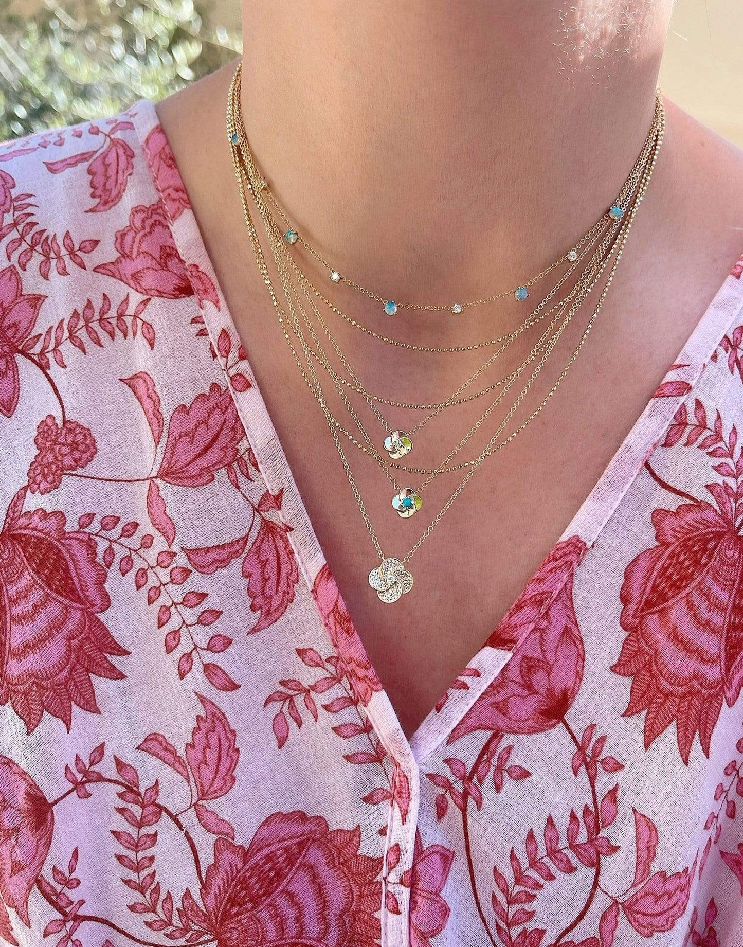 EF COLLECTION-Diamond Jumbo Petal Necklace-YELLOW GOLD
