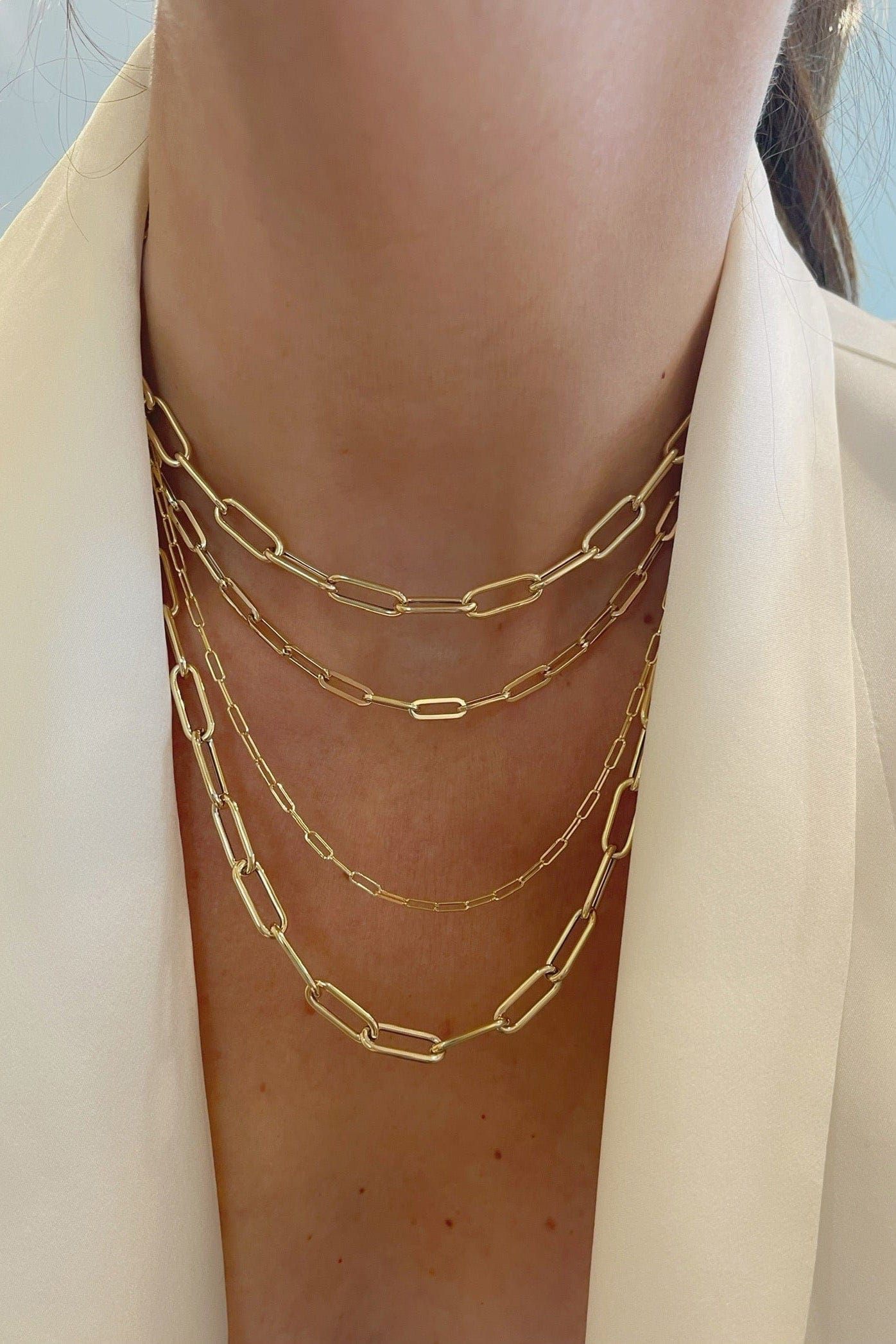 EF COLLECTION-Mini Lola Chain Necklace-YELLOW GOLD