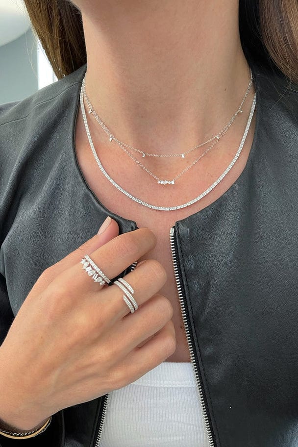 EF COLLECTION-Multi Faceted Diamond Mini Bar Necklace-YELLOW GOLD