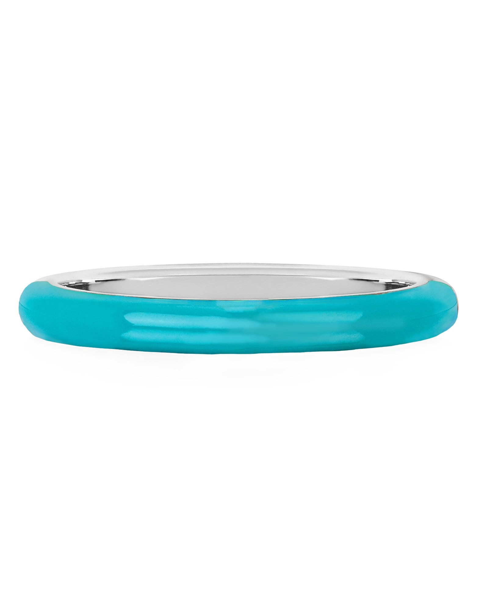 EF COLLECTION-Diamond and Turquoise Enamel Band Ring-WHITE GOLD
