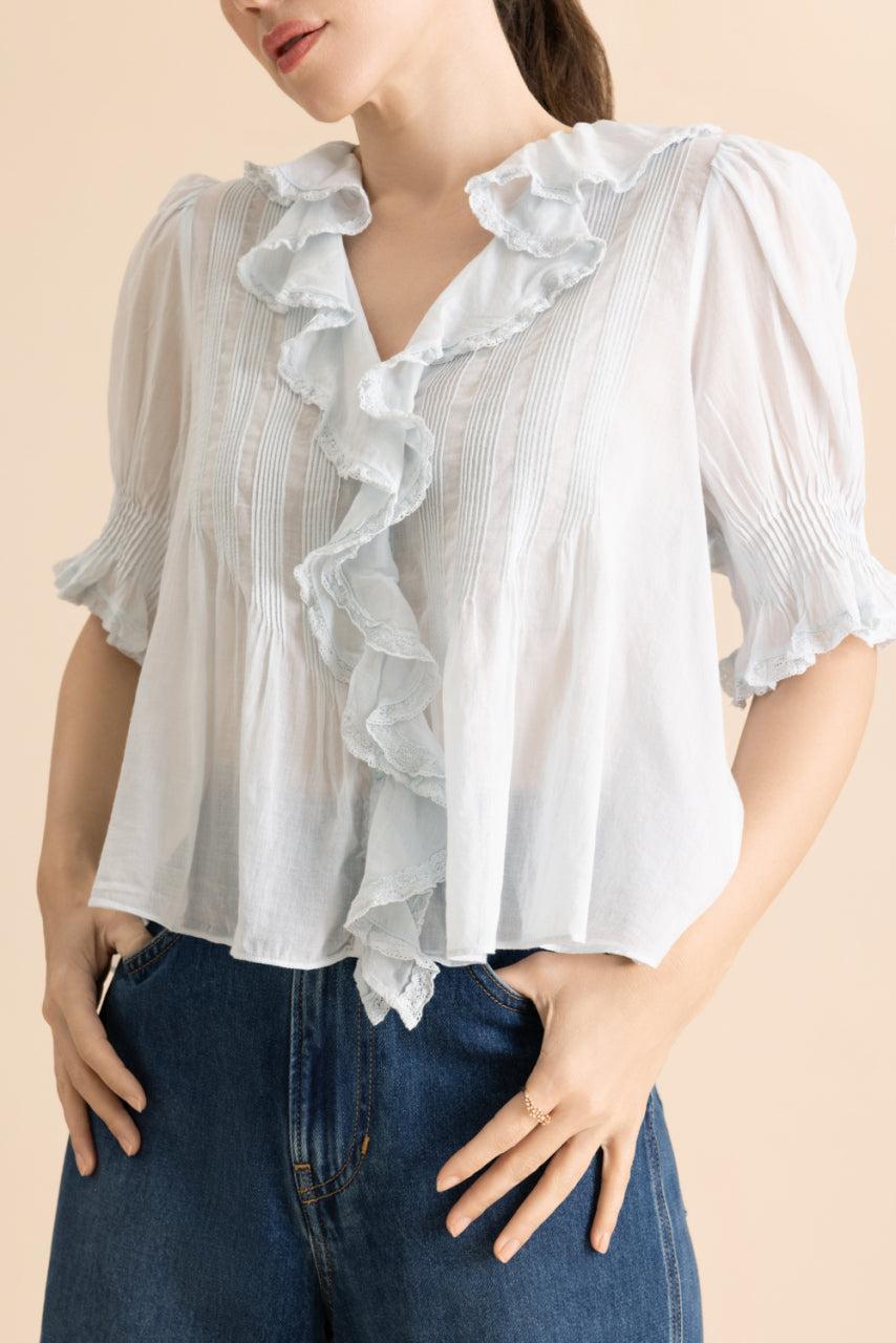 Henri Top - Alice Blue-BLUE-XS-CLOTHINGTOPBLOUSE-DOEN